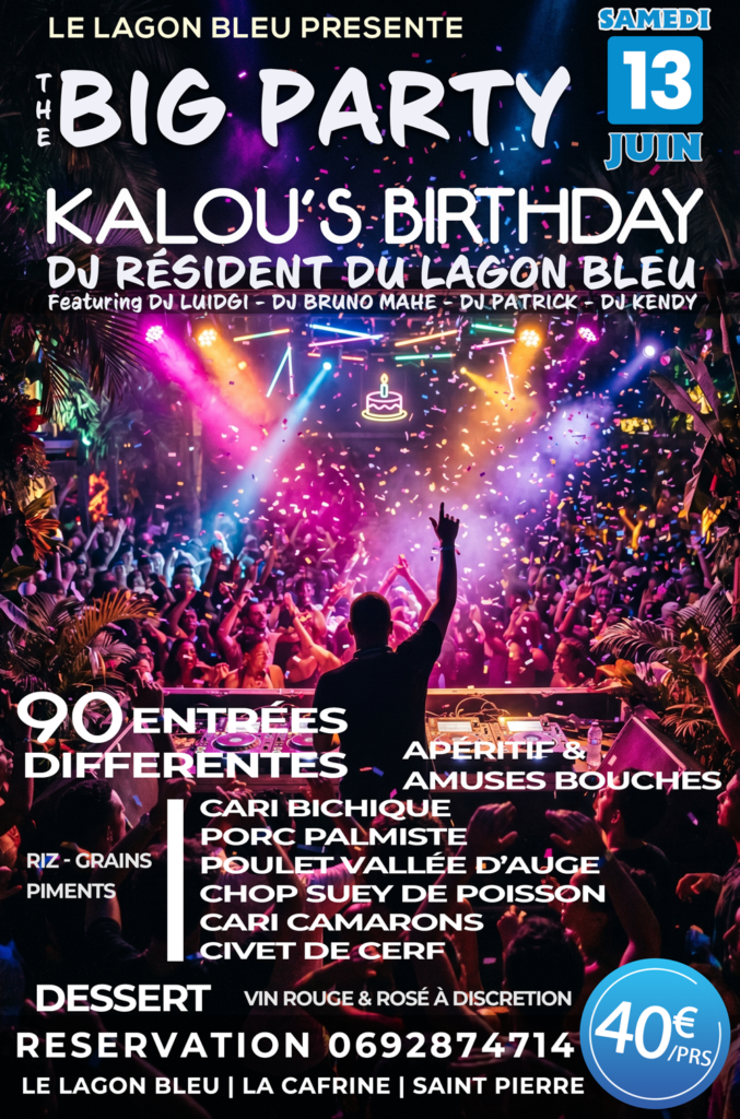 soirée anniversaire Kalou au Lagon Bleu le 13 juin 2026