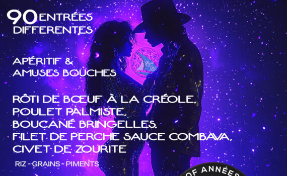 Soirée Flashback au Lagon Bleu à Saint-Pierre le 21 novembre : revivez les années 80 à 2000 avec DJ, repas créole et ambiance festive.